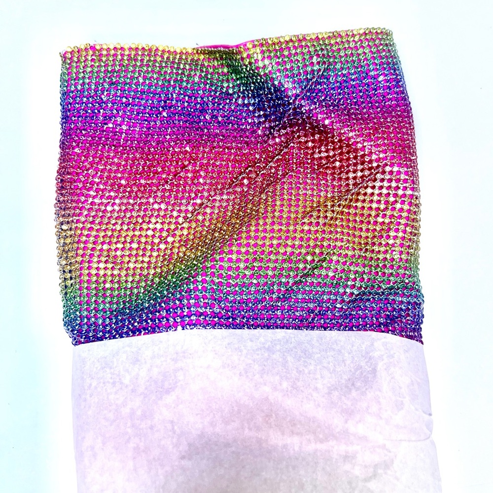 Rainbow Rhinestone Stiletto Boots. Hot Pink w/ Colorful Rhinestone Curtain -EDC - Picture 9 of 16